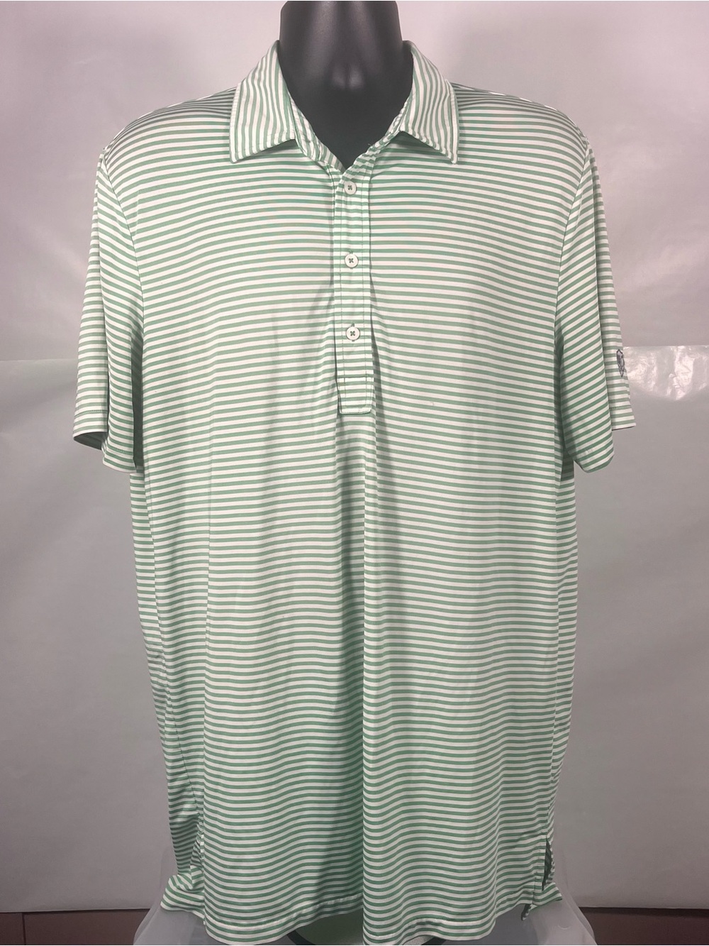 Ralph Lauren RLX Men’s Polo L Golf Performance Short Sleeve Green White Striped
